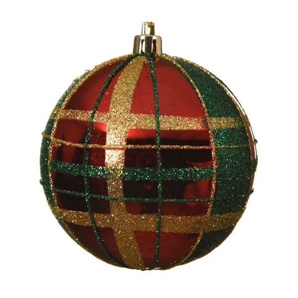 Χριστουγεννιάτικη Μπάλα Κόκκινη Γυαλιστερή με Στρας (8cm)